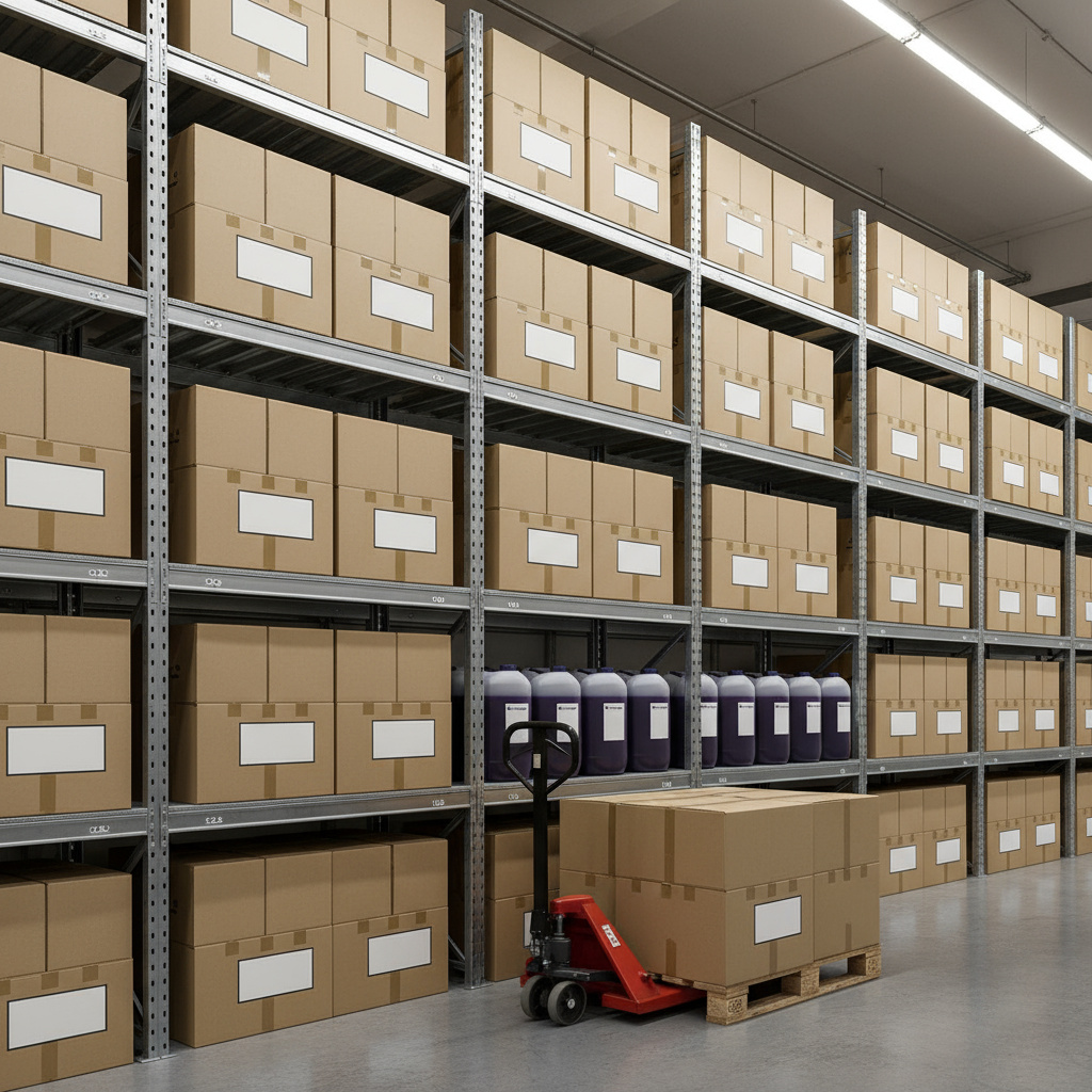 Lager mit Bulk-Tinten und Versandkartons