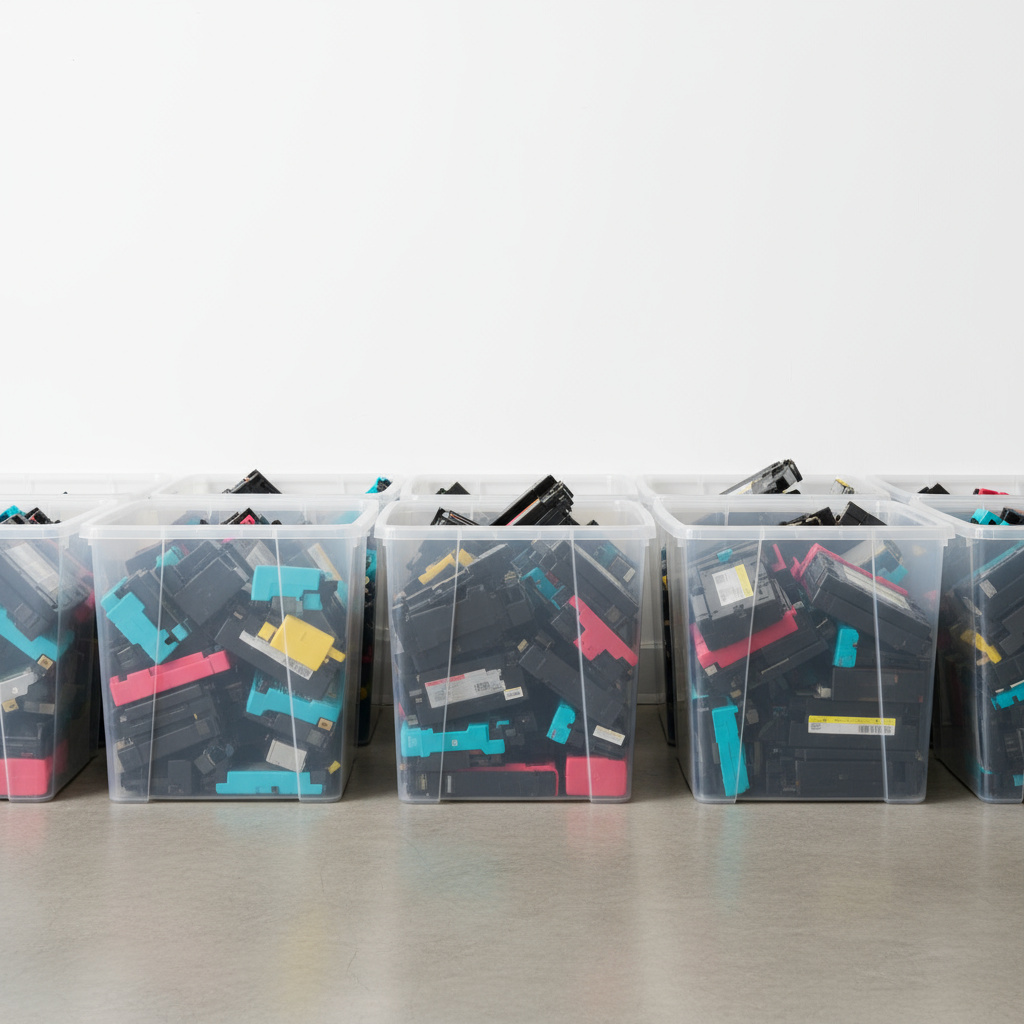 Recyclingbehälter mit leeren Patronen